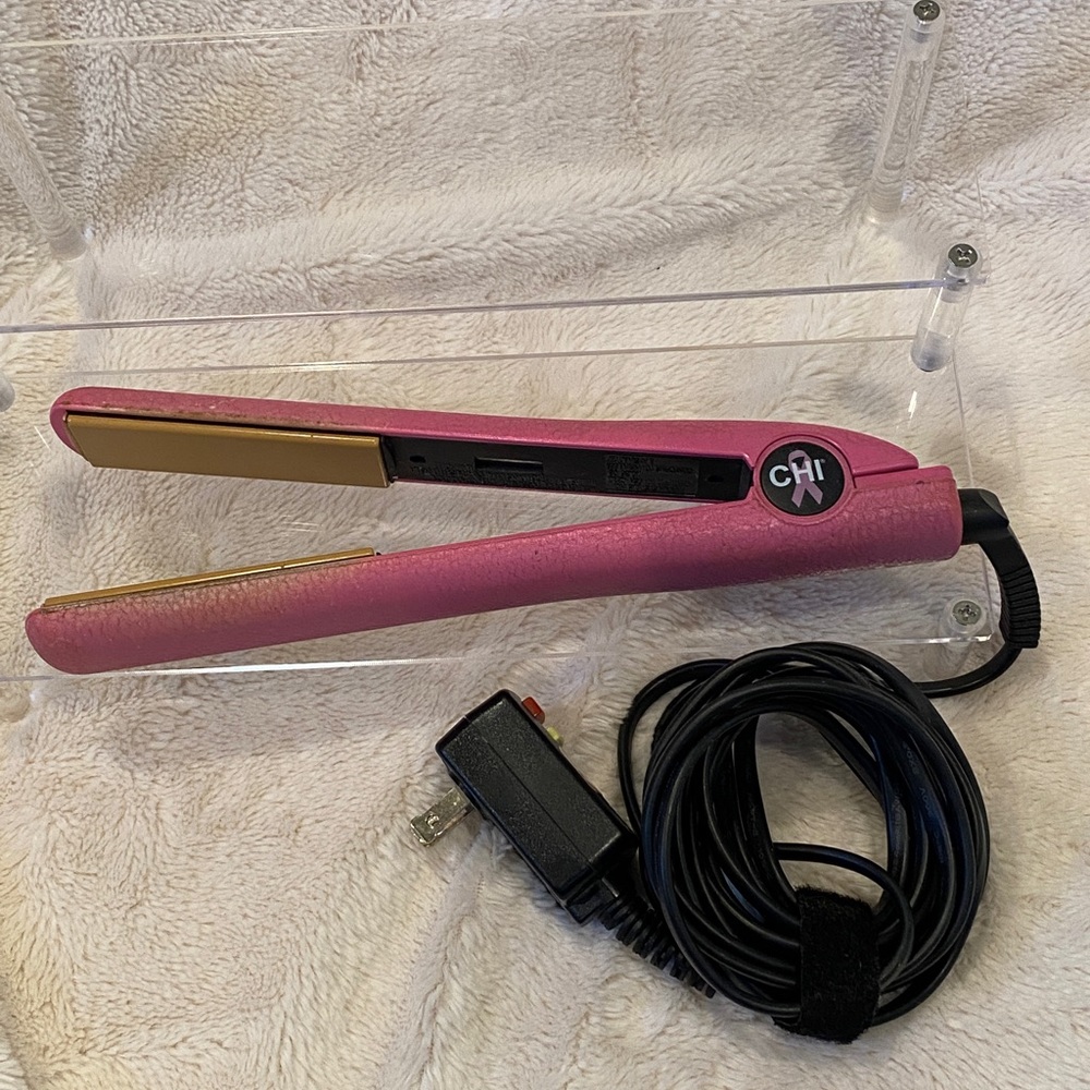 Limited Edition CHI 1" Ceramic Flat Iron Breast Cancer Awareness Pink Crinkle